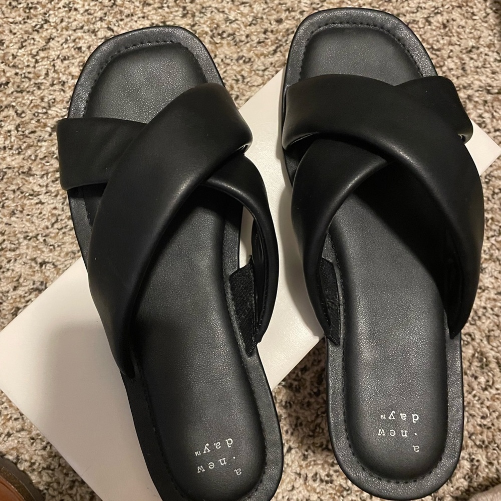 A New Day Women's Black Slide Sandals
